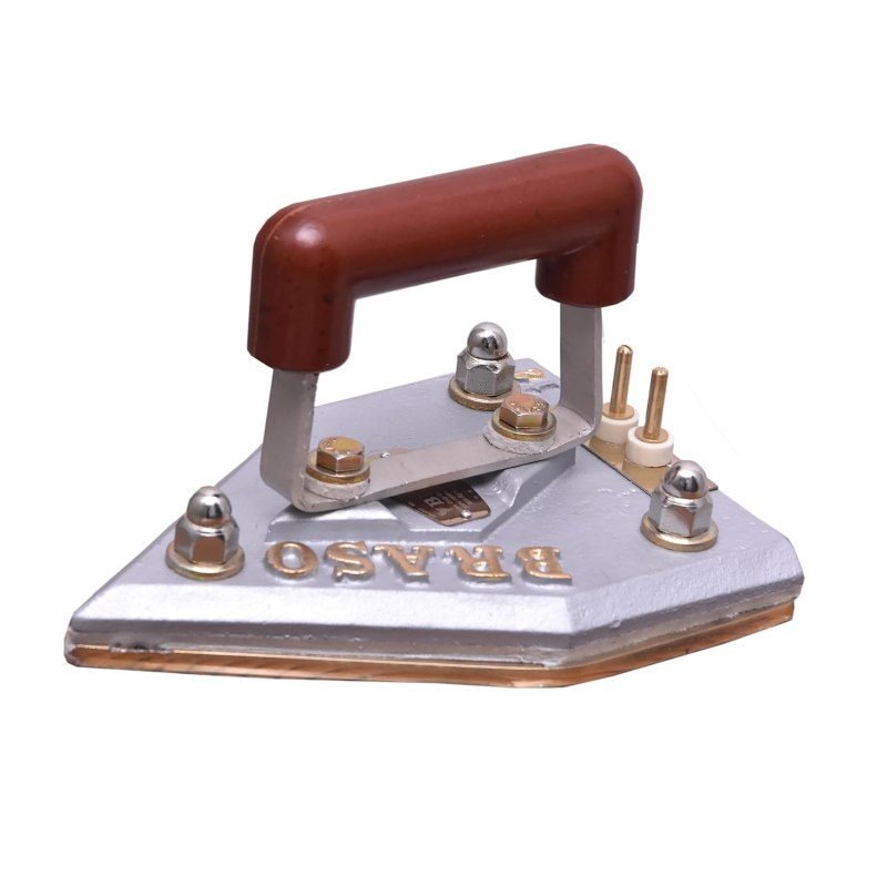 Braso Laundry iron 12 pound brass base 900 watt PRO-L with connection lead wire and connector